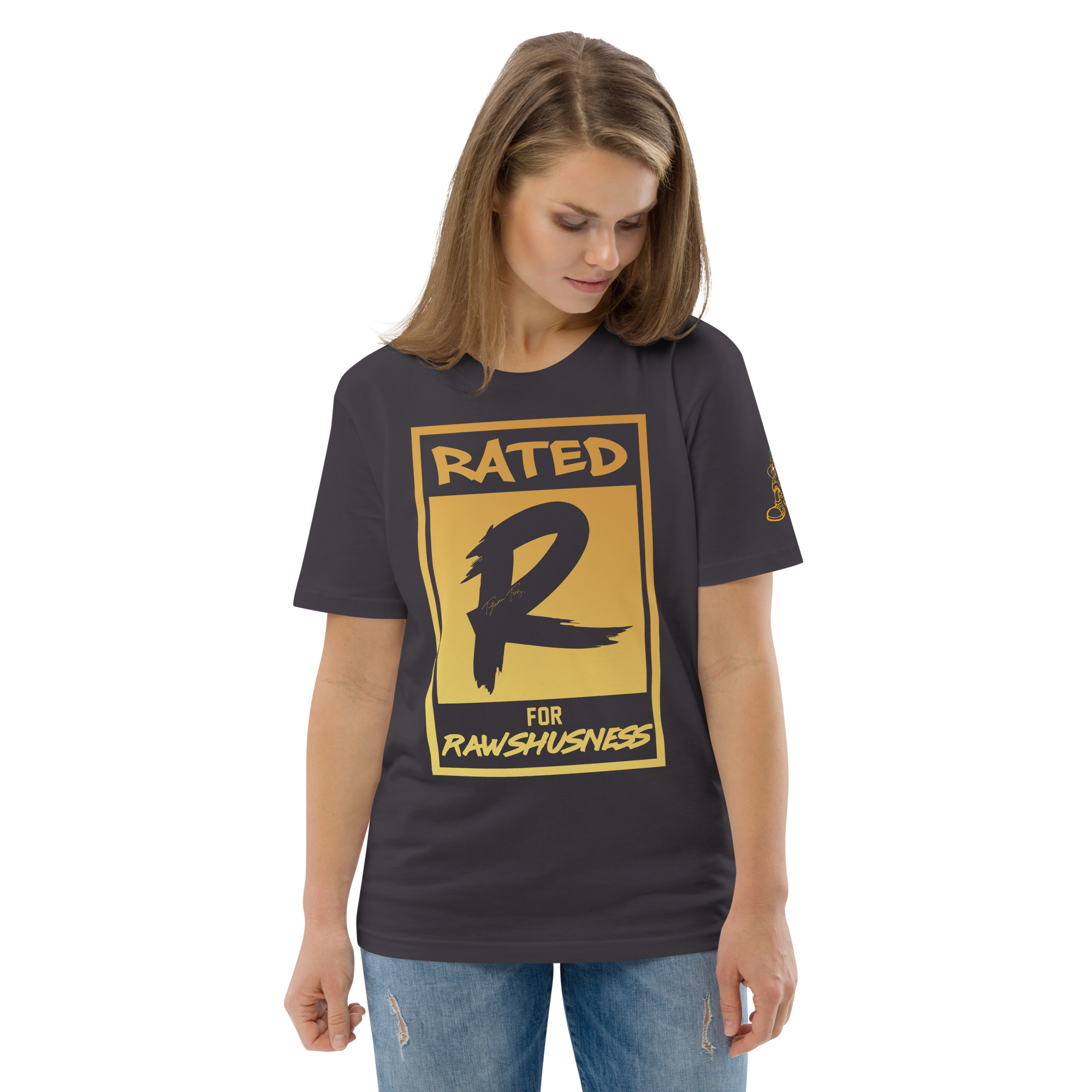 Rated R for Rawshushness (Mens T-Shirt Gold Graphic) - Image 42