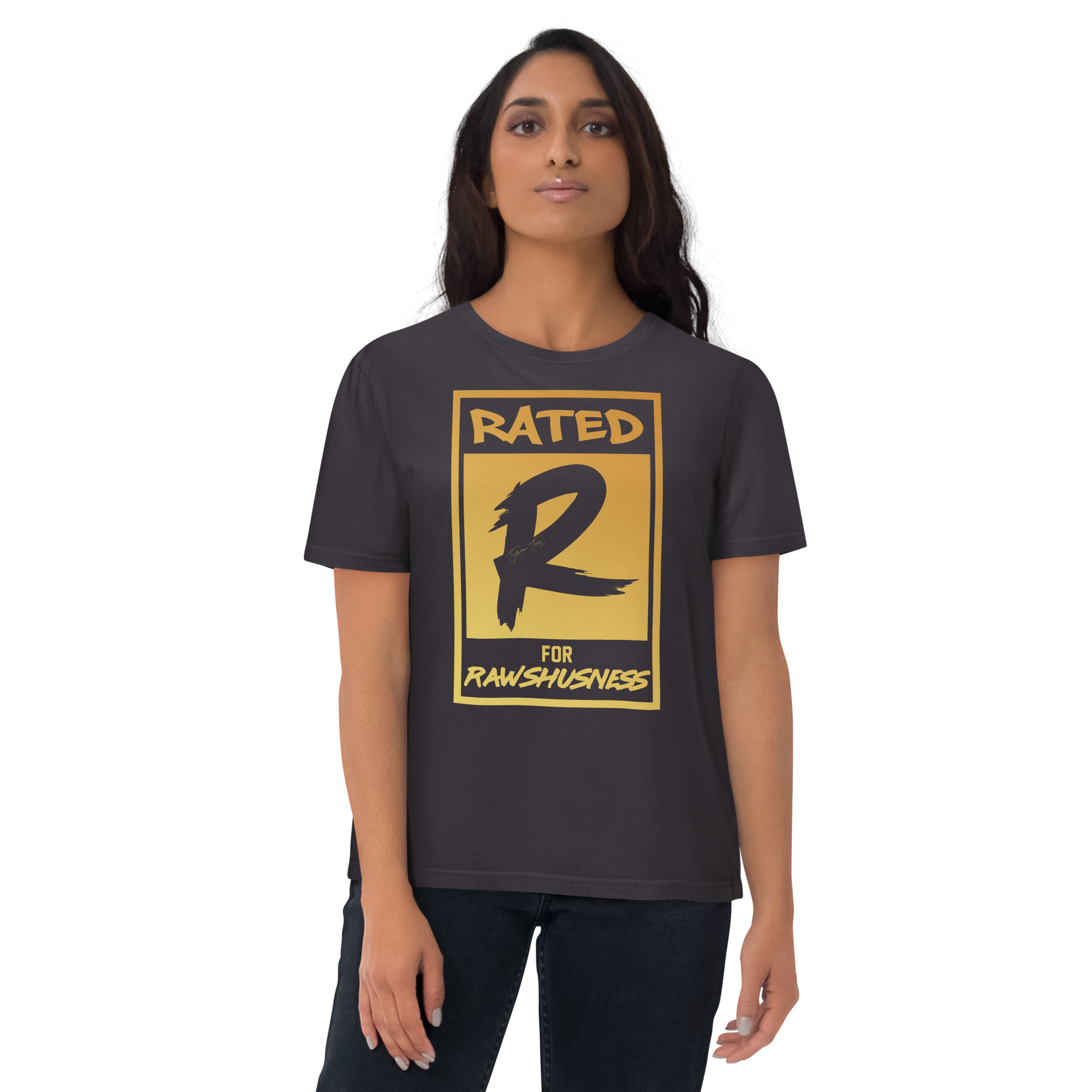 Rated R for Rawshushness (Mens T-Shirt Gold Graphic) - Image 3