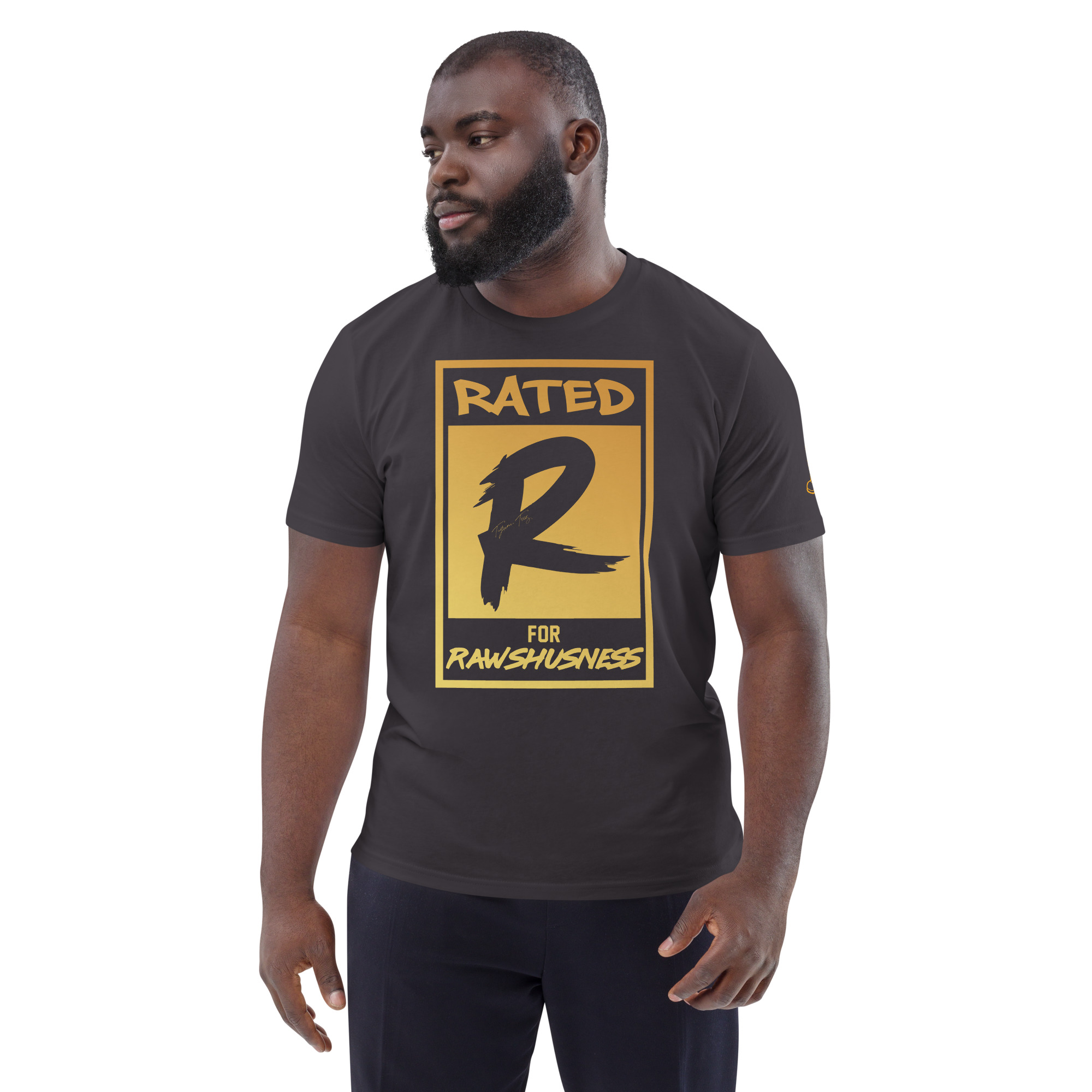 Rated R for Rawshushness (Mens T-Shirt Gold Graphic) - Image 102