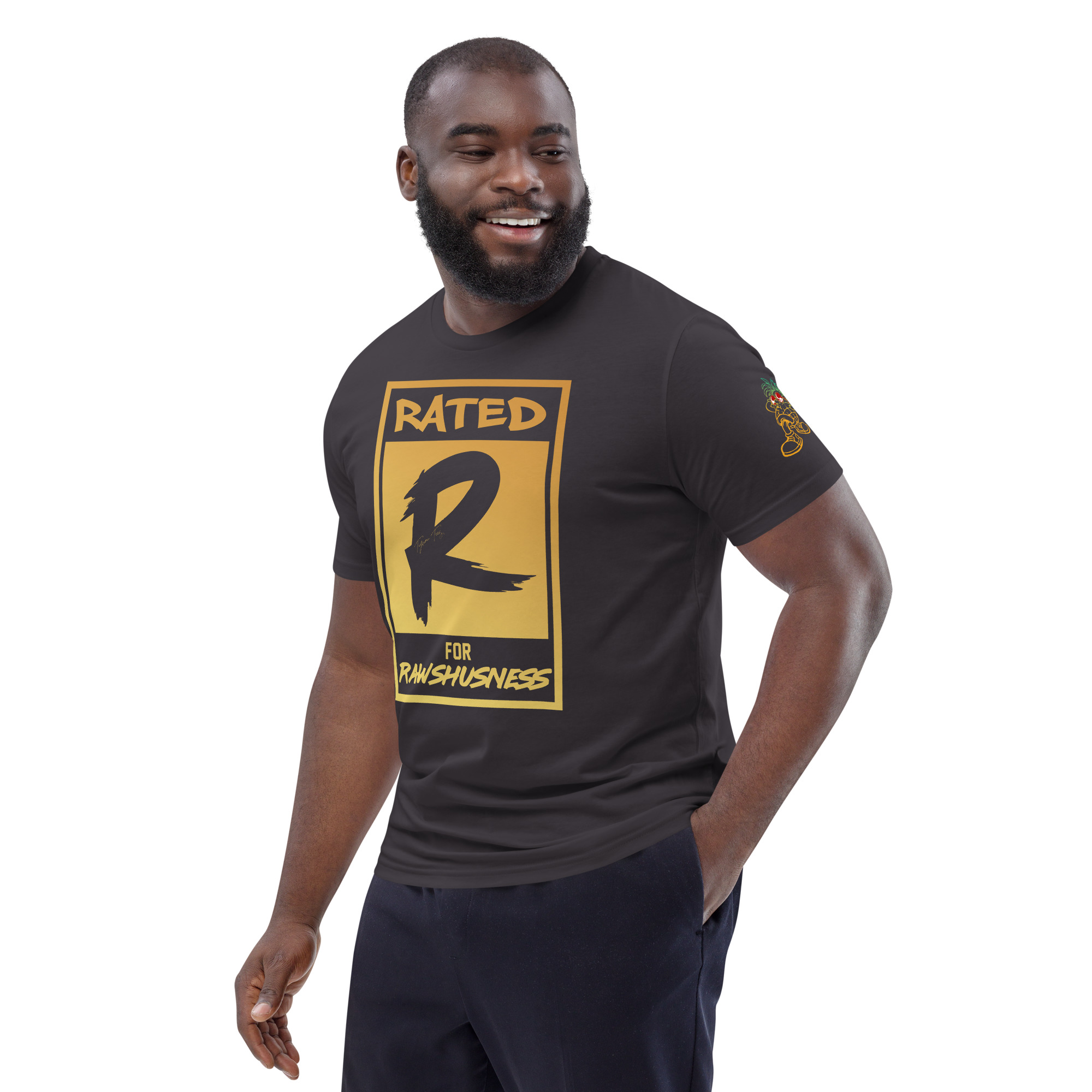 Rated R for Rawshushness (Mens T-Shirt Gold Graphic) - Image 105