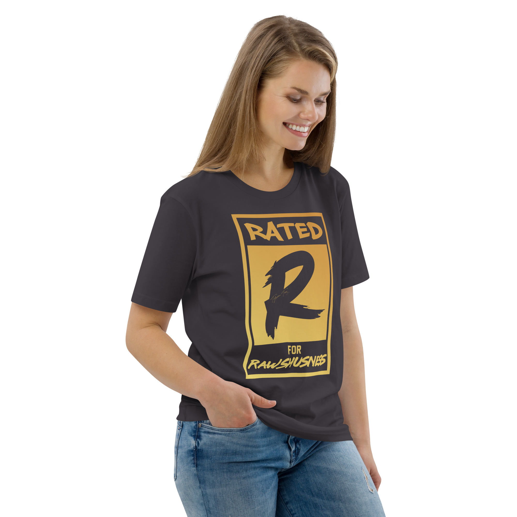 Rated R for Rawshushness (Mens T-Shirt Gold Graphic) - Image 46