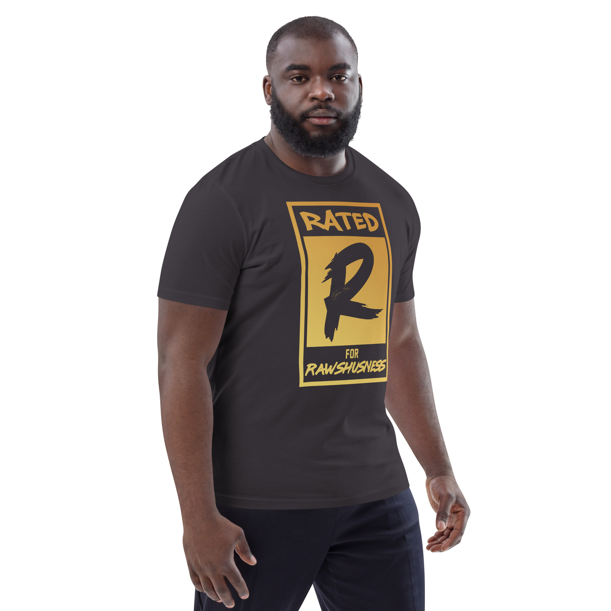 Rated R for Rawshushness (Mens T-Shirt Gold Graphic) - Image 107