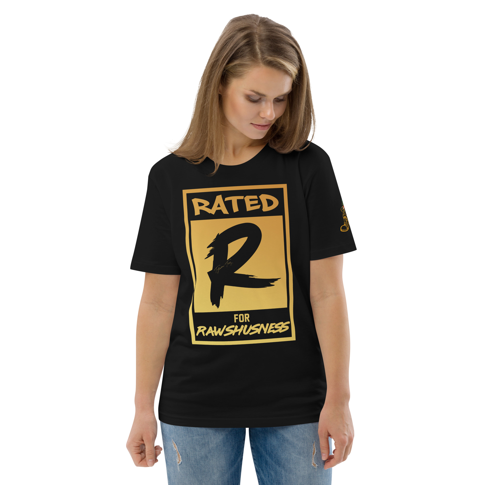 Rated R for Rawshushness (Mens T-Shirt Gold Graphic) - Image 14