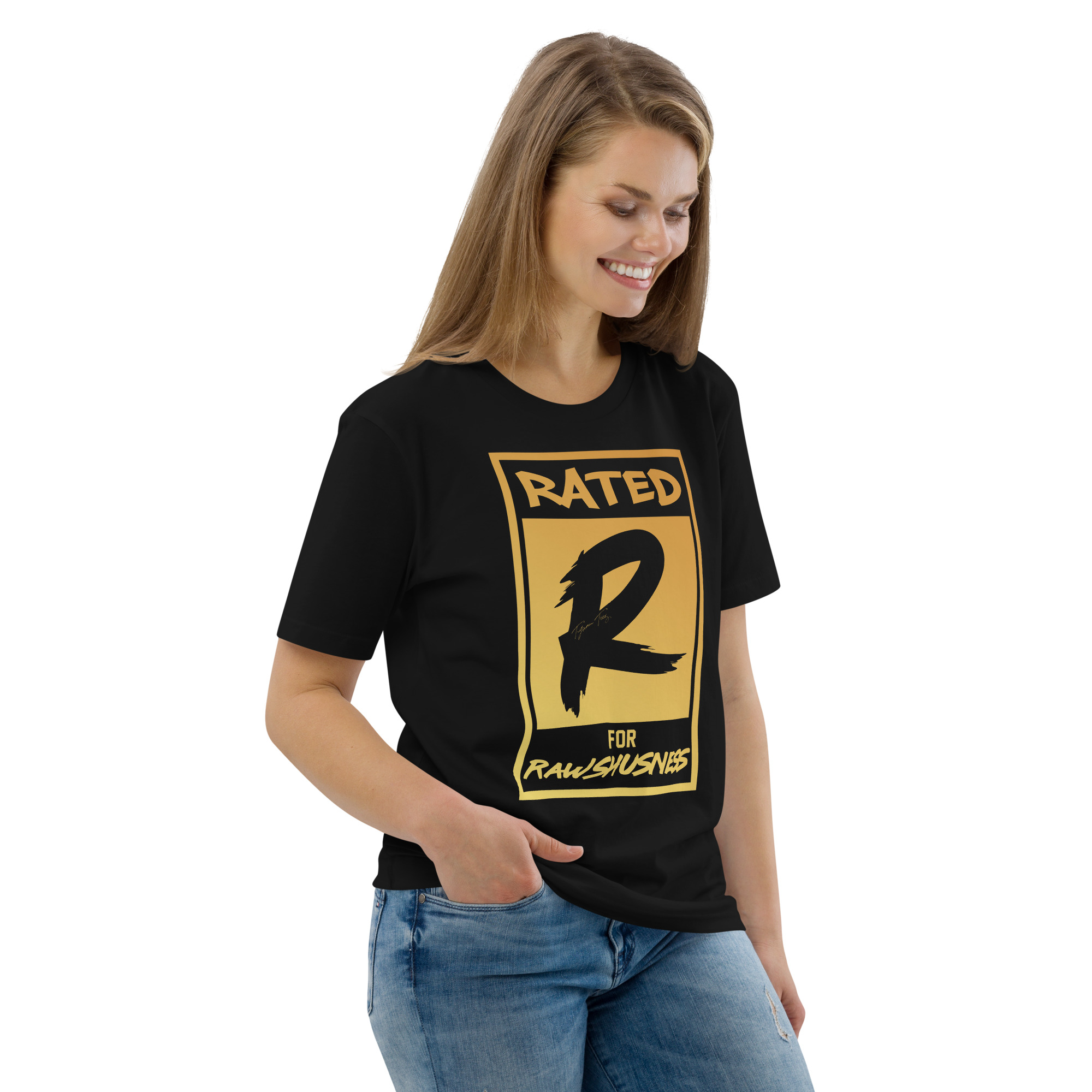 Rated R for Rawshushness (Mens T-Shirt Gold Graphic) - Image 18