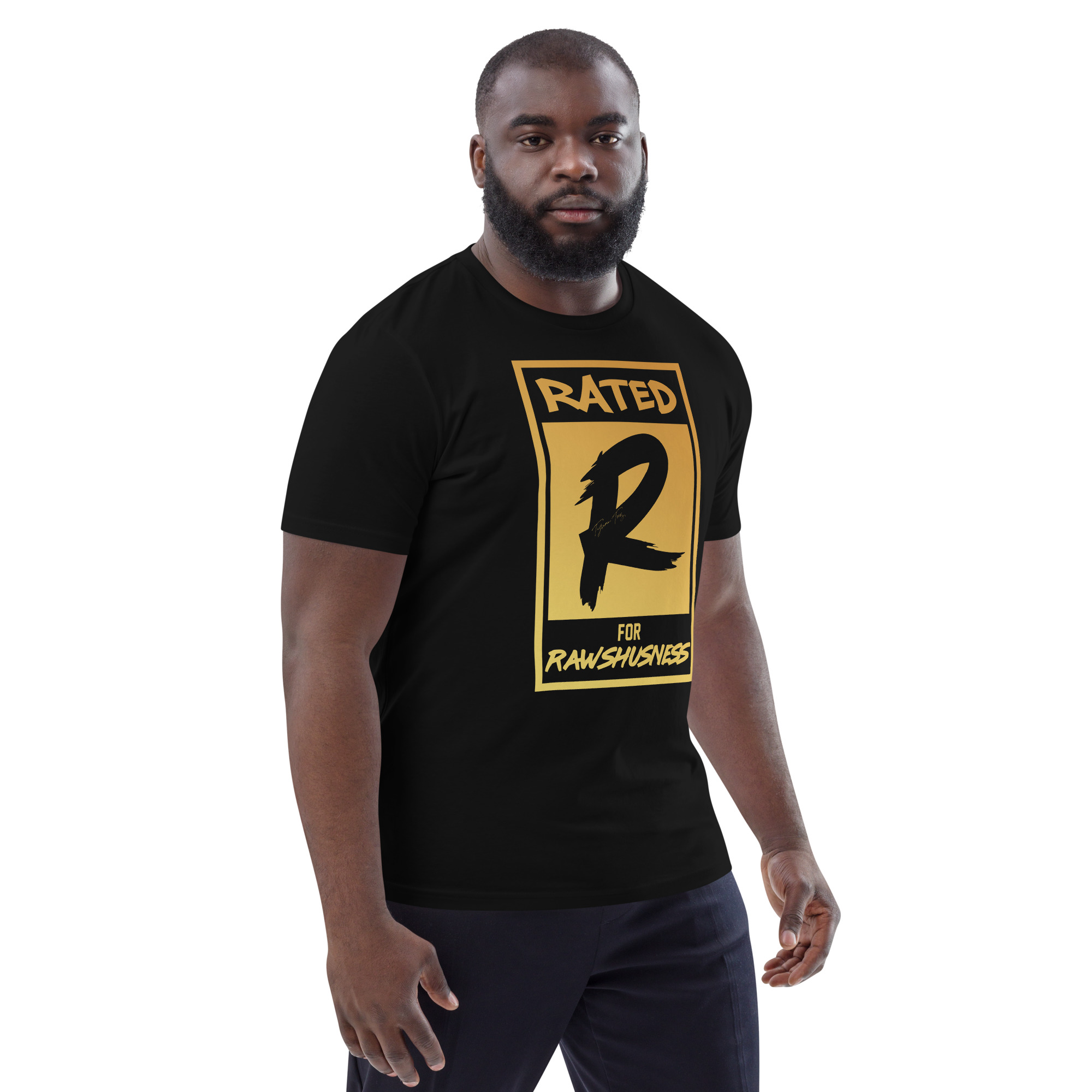 Rated R for Rawshushness (Mens T-Shirt Gold Graphic) - Image 83