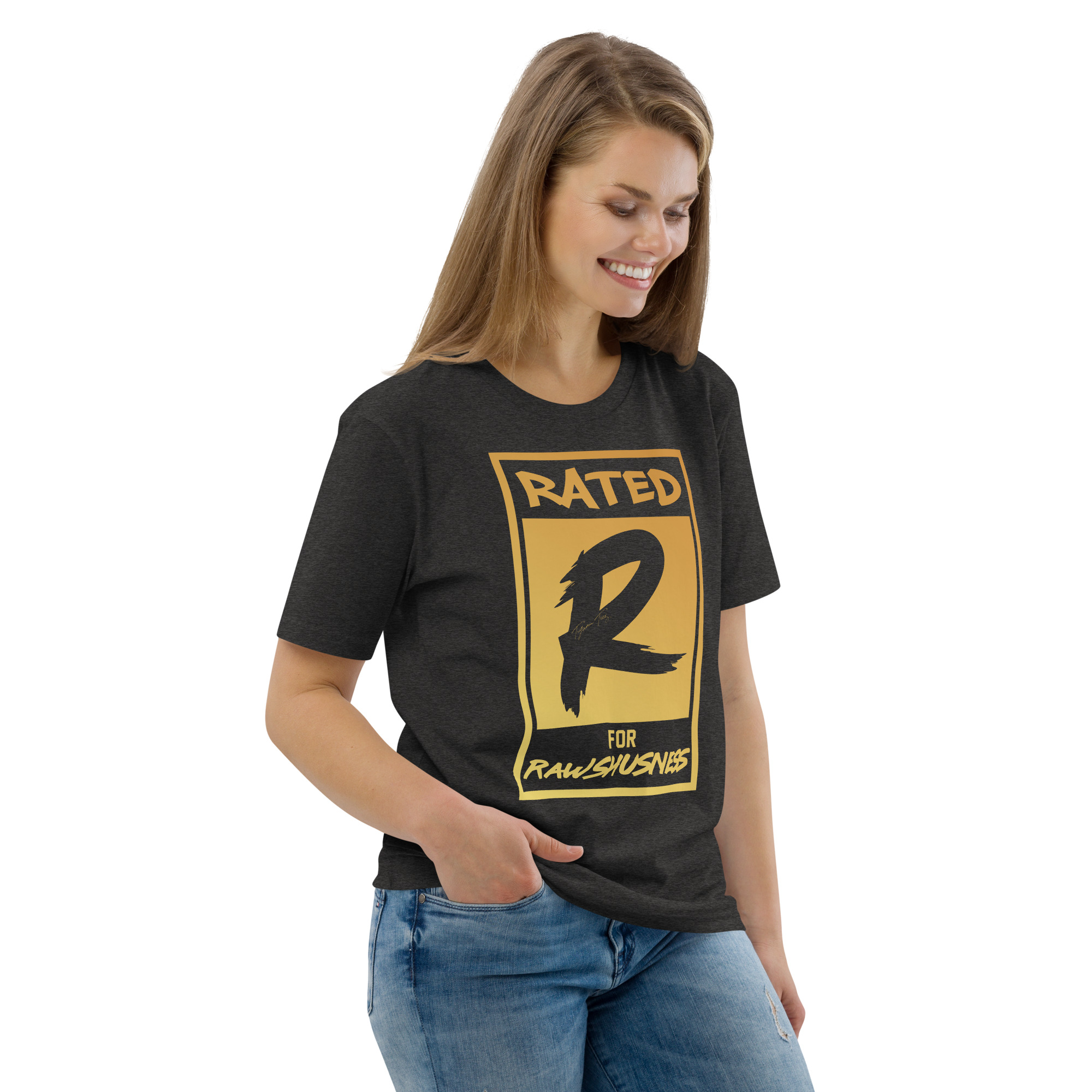 Rated R for Rawshushness (Mens T-Shirt Gold Graphic) - Image 32