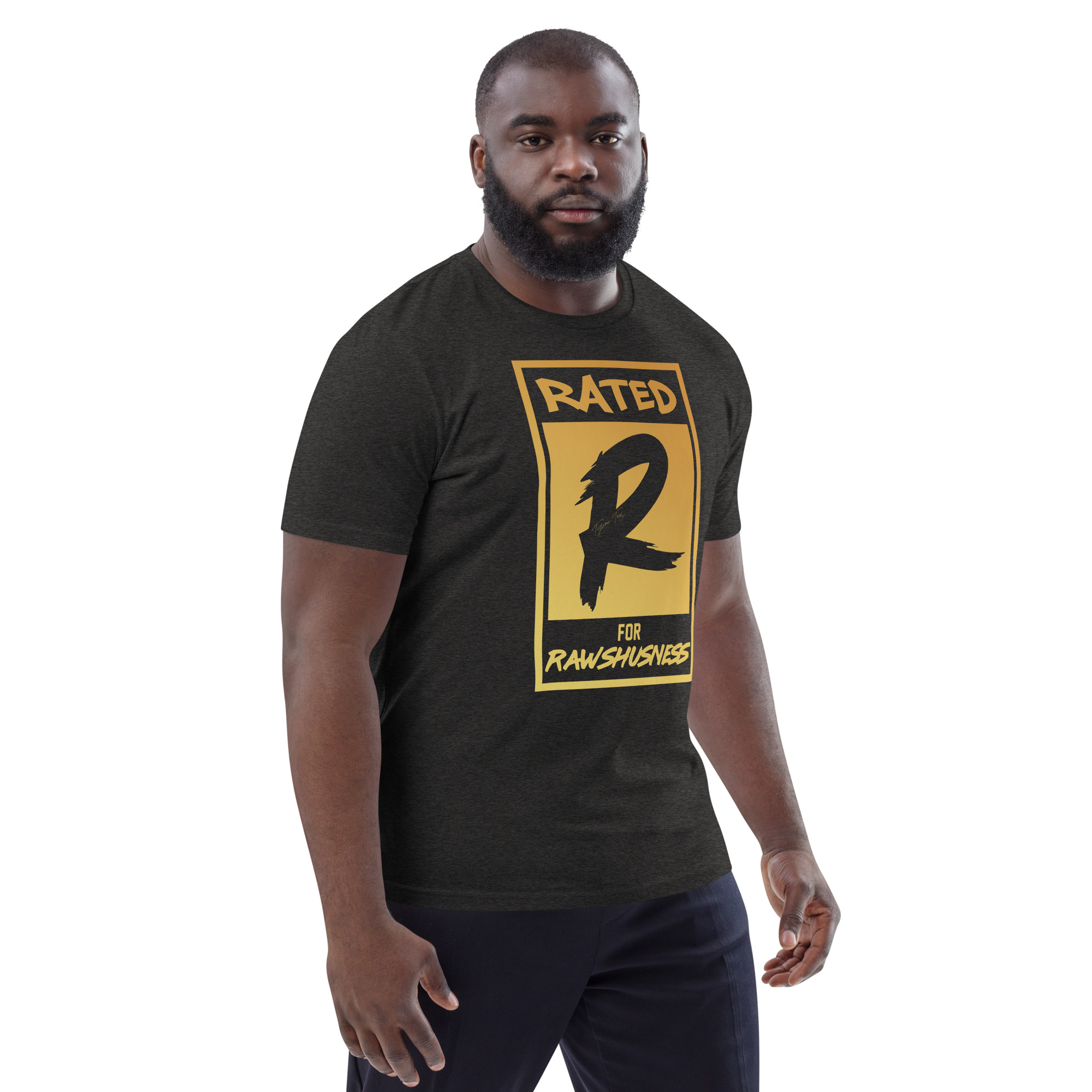 Rated R for Rawshushness (Mens T-Shirt Gold Graphic) - Image 95