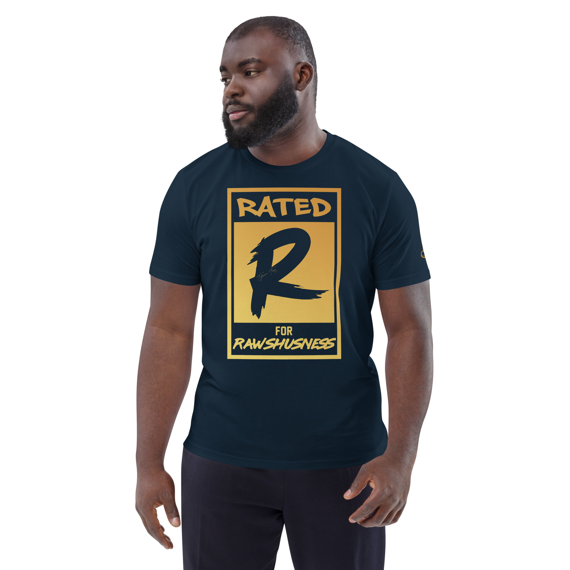 Rated R for Rawshushness (Mens T-Shirt Gold Graphic) - Image 84
