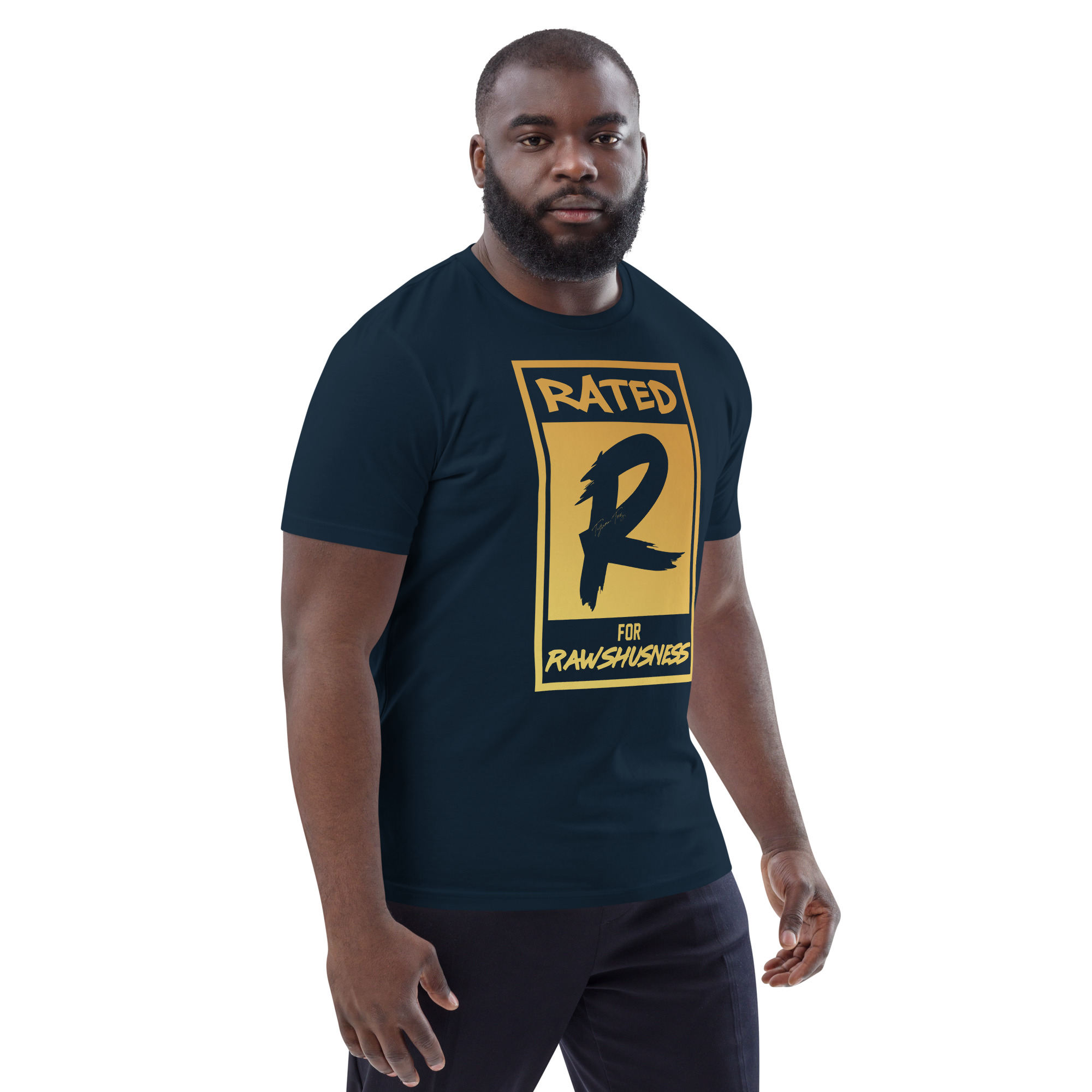Rated R for Rawshushness (Mens T-Shirt Gold Graphic) - Image 89