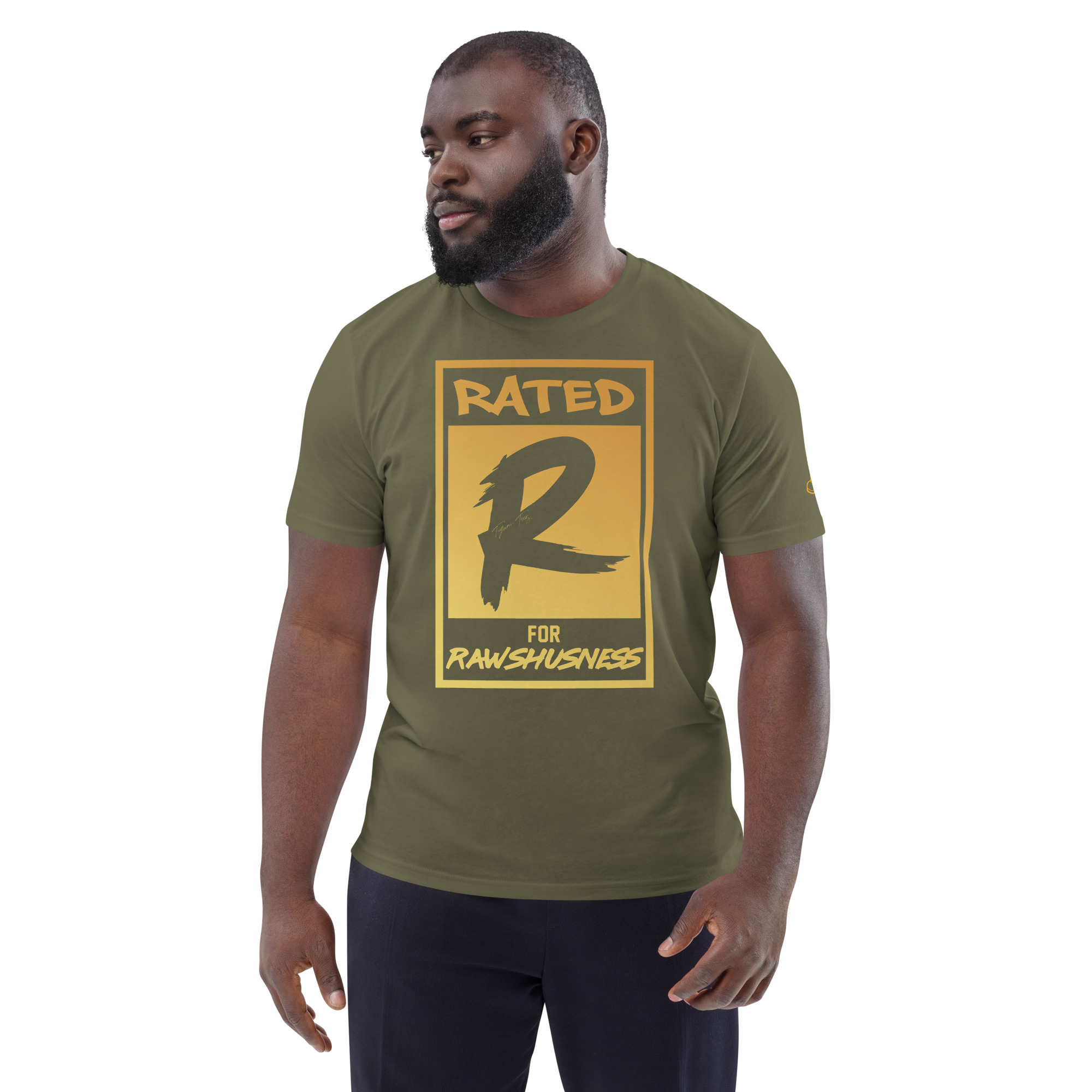 Rated R for Rawshushness (Mens T-Shirt Gold Graphic) - Image 120