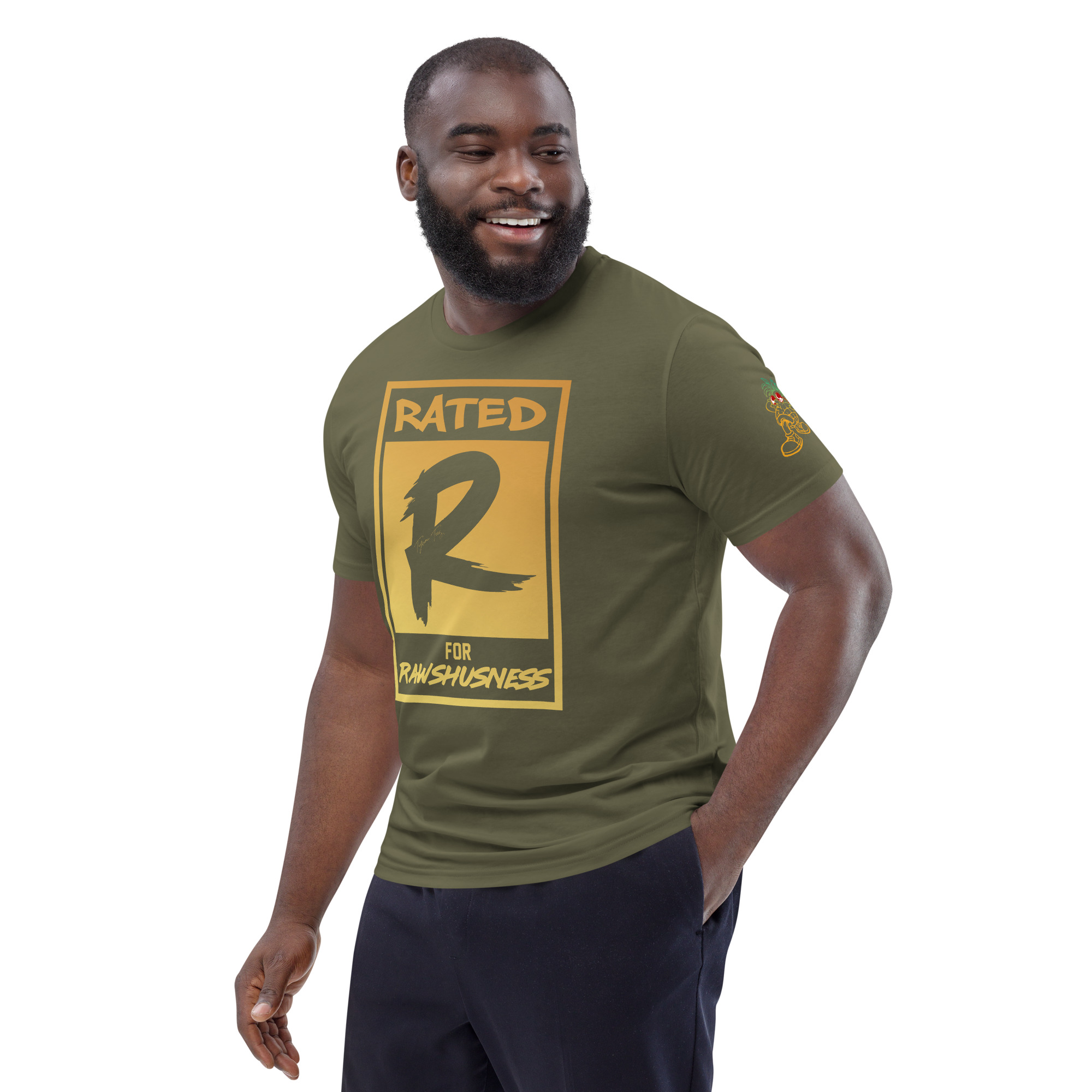 Rated R for Rawshushness (Mens T-Shirt Gold Graphic) - Image 123