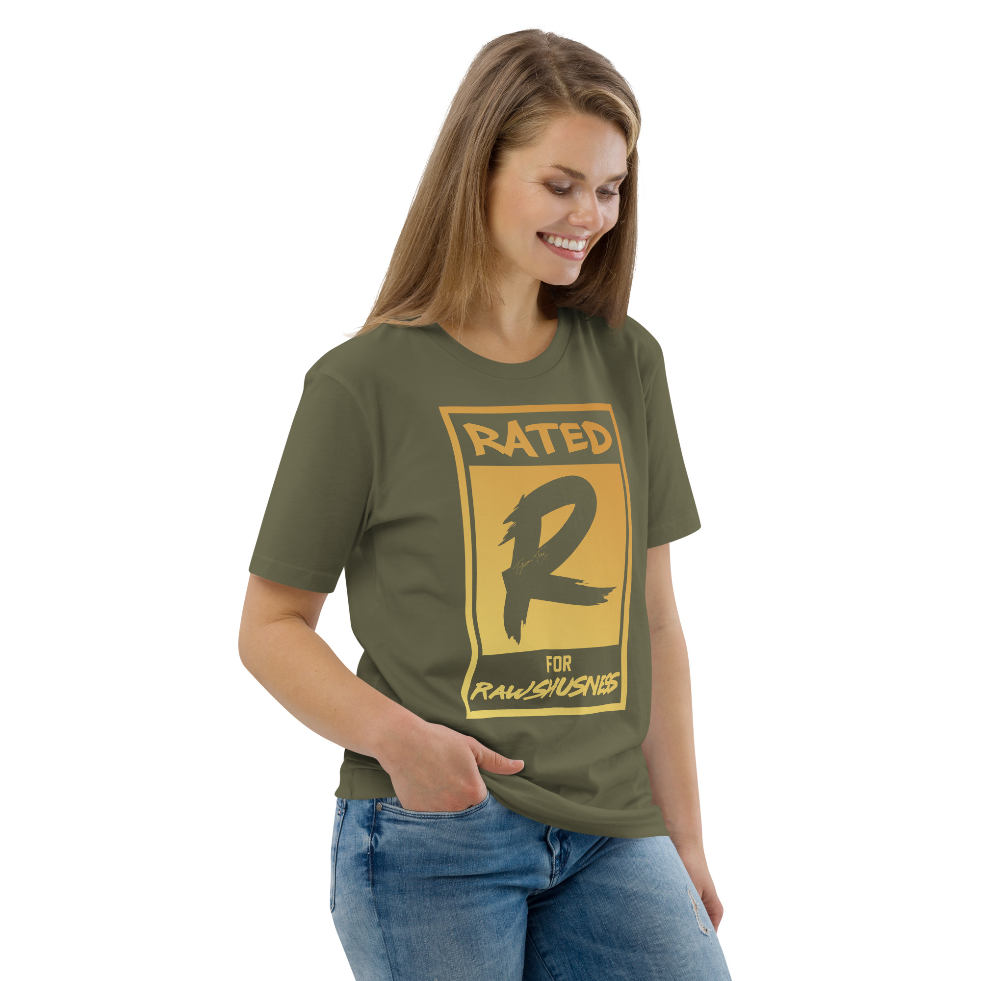 Rated R for Rawshushness (Mens T-Shirt Gold Graphic) - Image 67