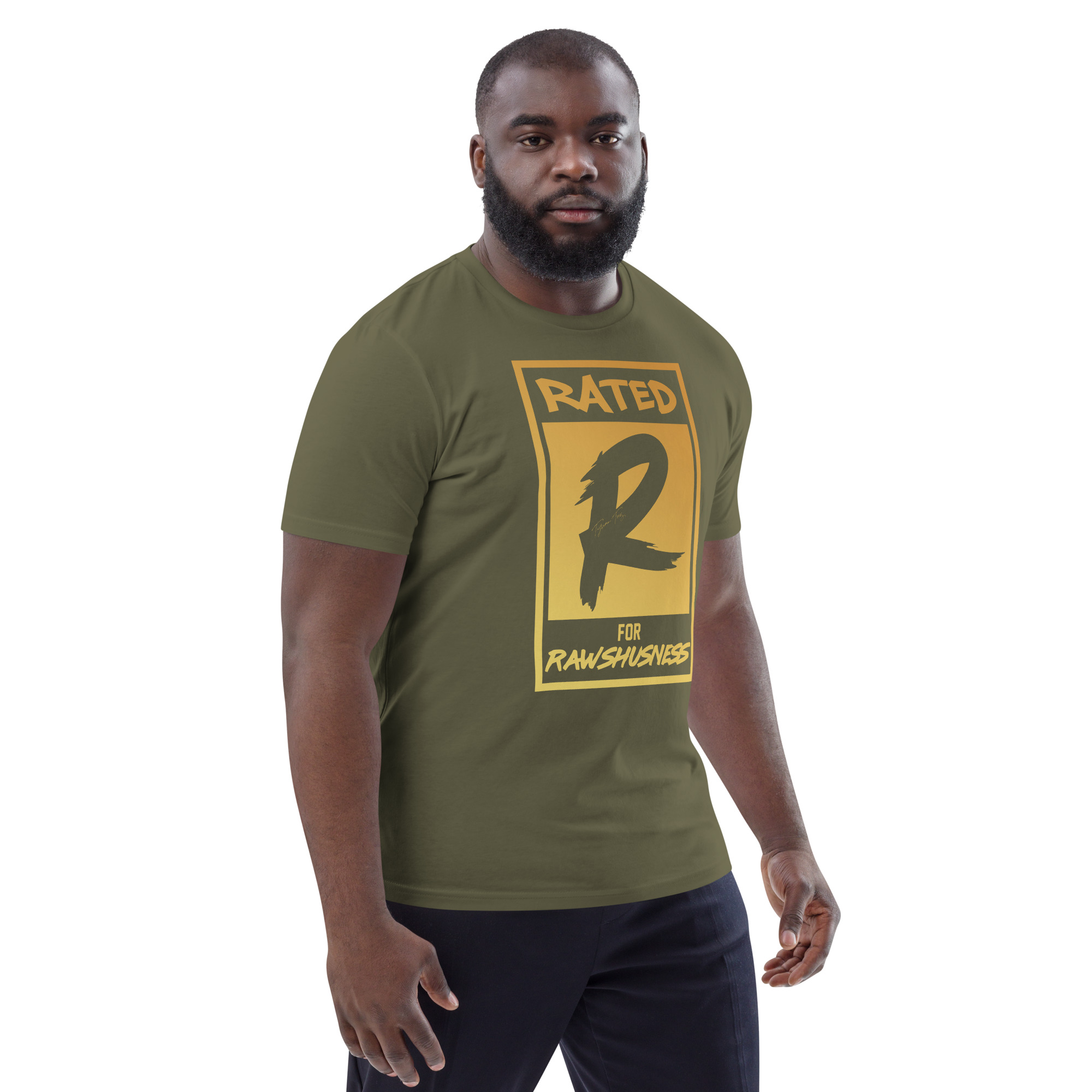 Rated R for Rawshushness (Mens T-Shirt Gold Graphic) - Image 125