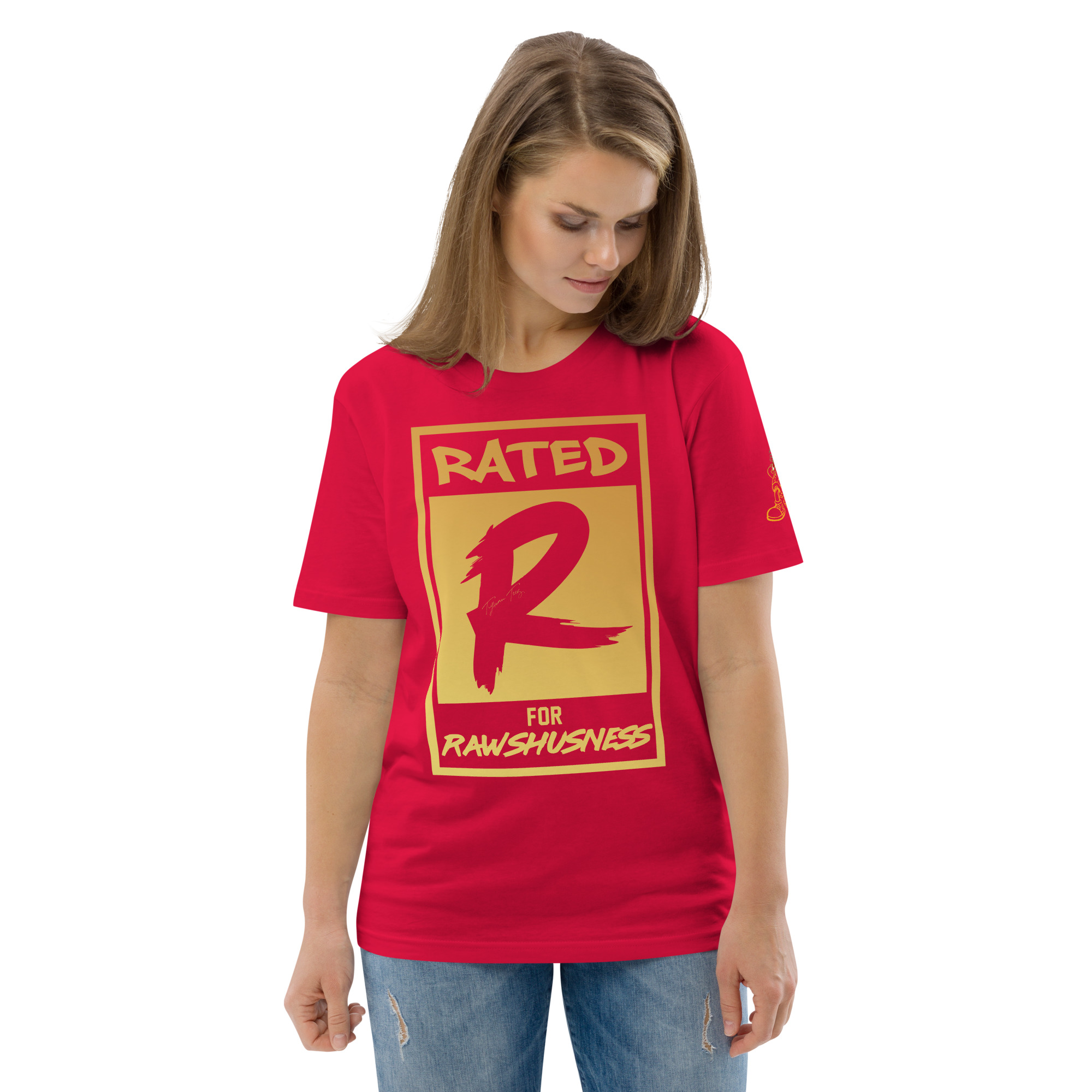 Rated R for Rawshushness (Mens T-Shirt Gold Graphic) - Image 49