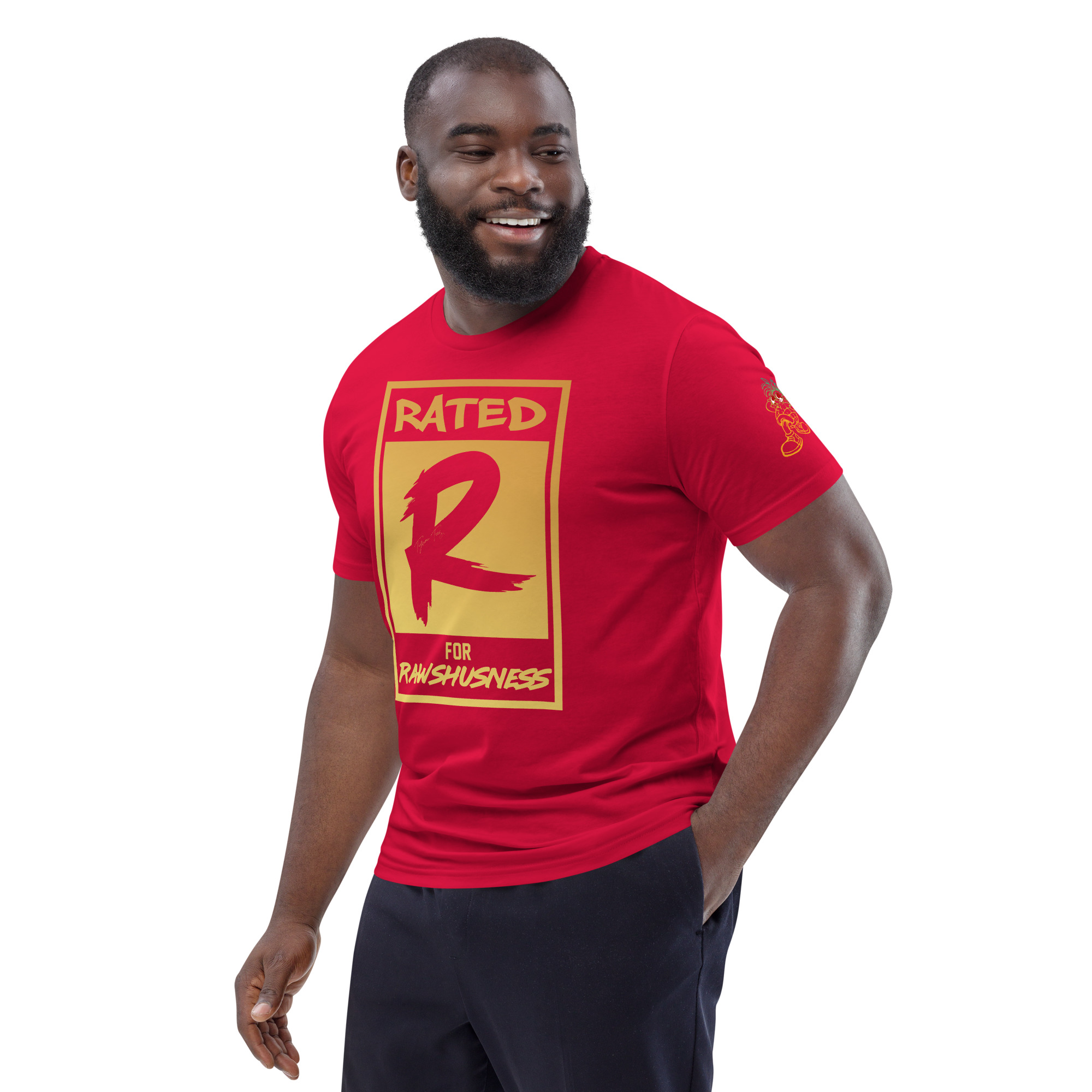 Rated R for Rawshushness (Mens T-Shirt Gold Graphic) - Image 111