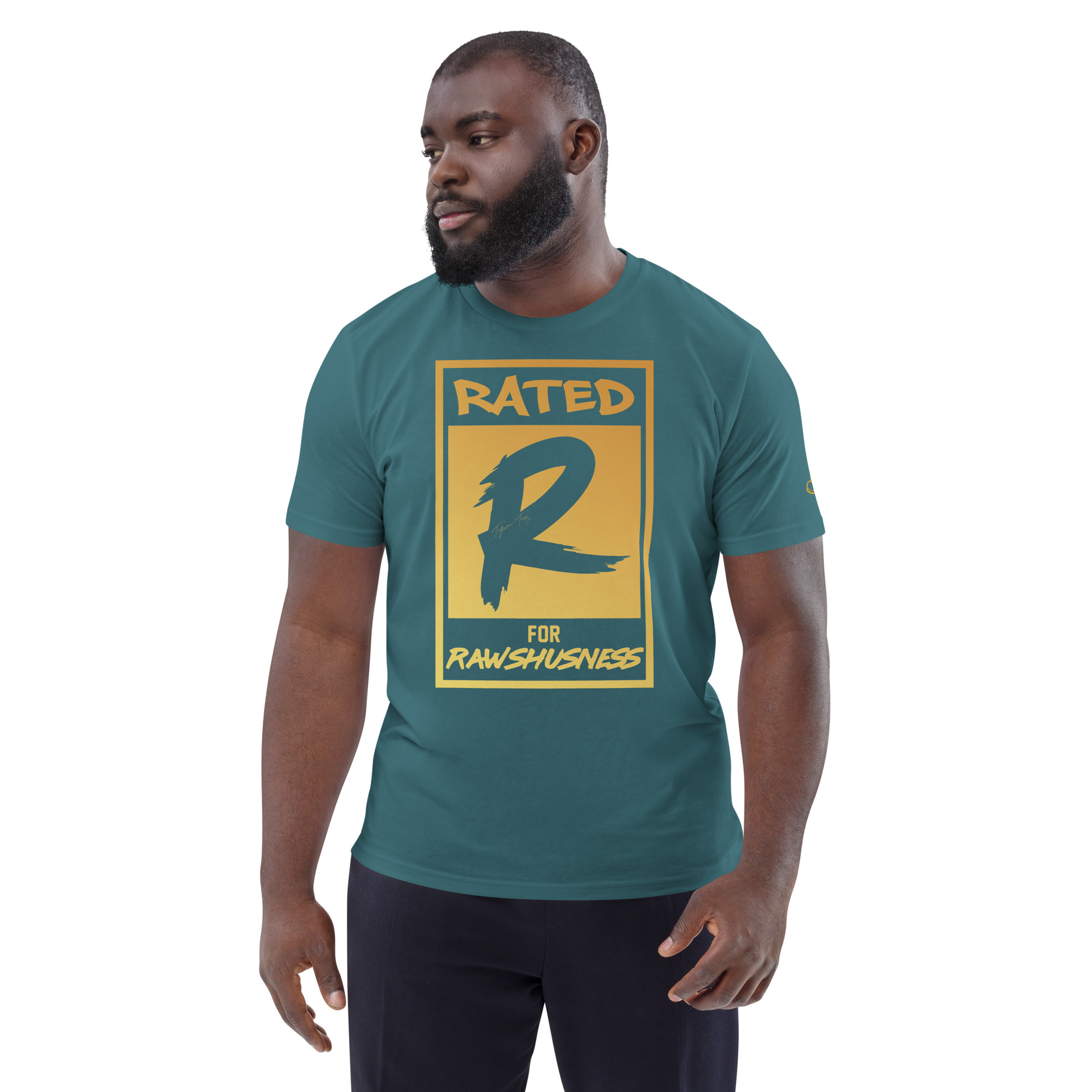 Rated R for Rawshushness (Mens T-Shirt Gold Graphic) - Image 114