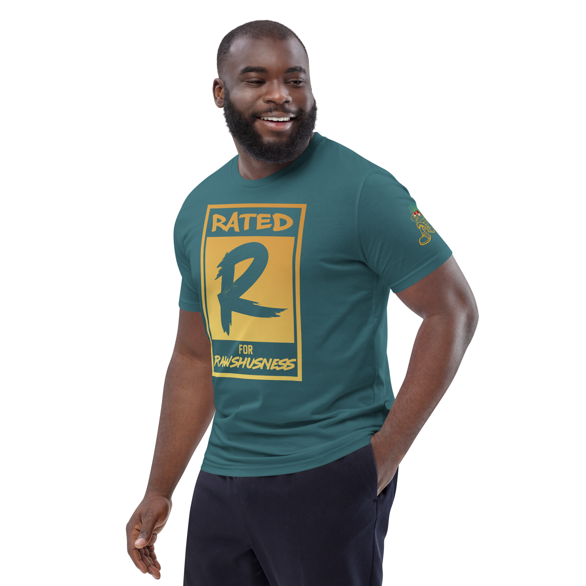 Rated R for Rawshushness (Mens T-Shirt Gold Graphic) - Image 117