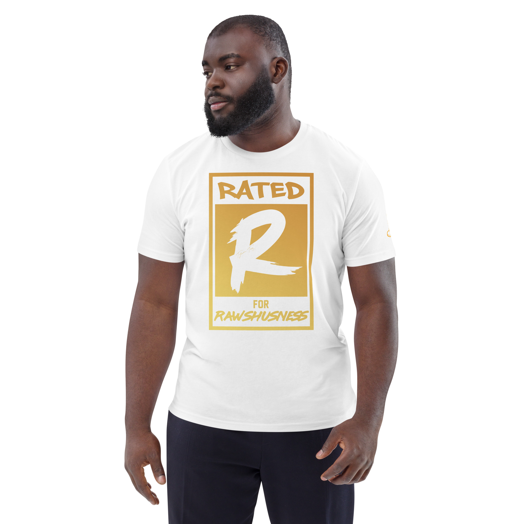 Rated R for Rawshushness (Mens T-Shirt Gold Graphic) - Image 77