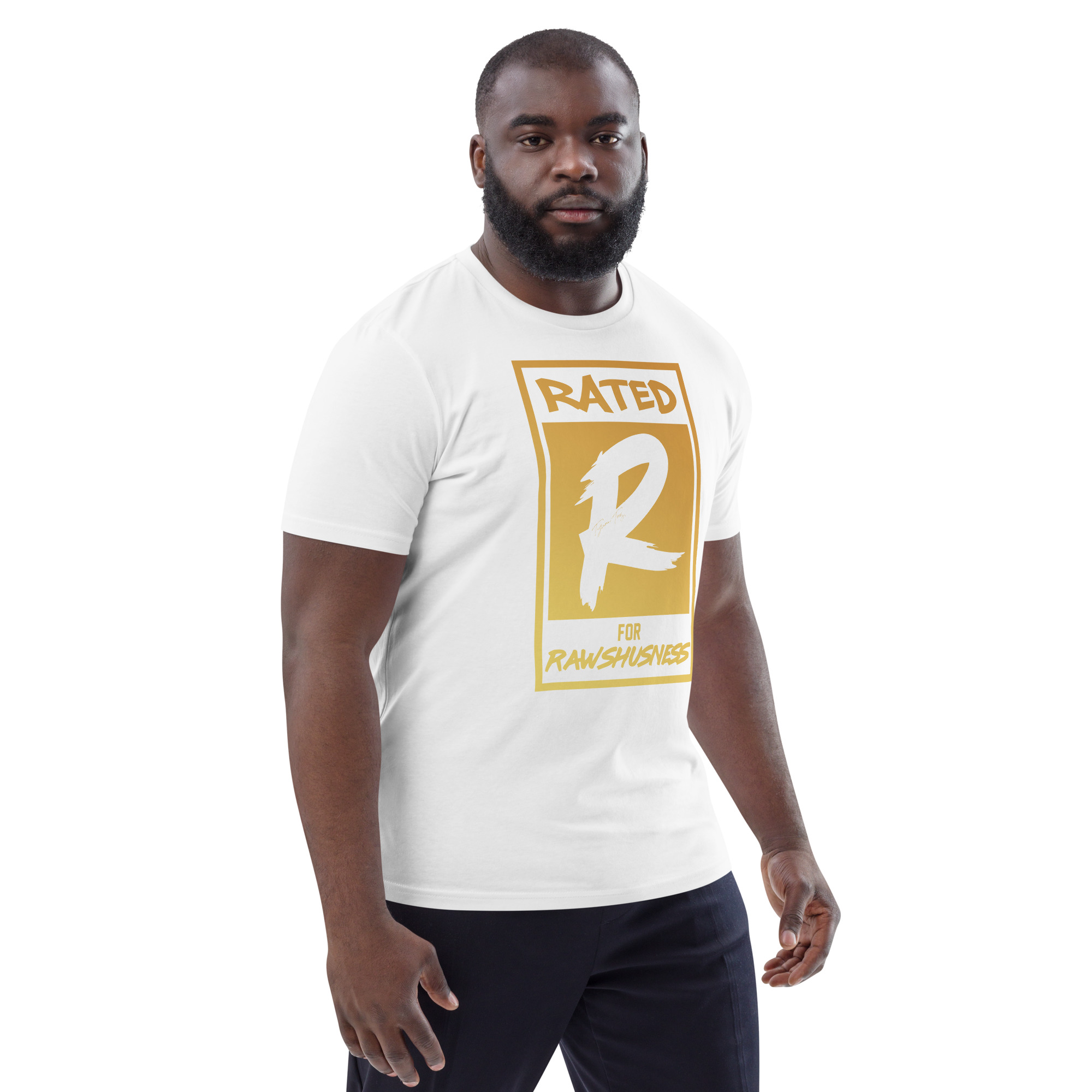 Rated R for Rawshushness (Mens T-Shirt Gold Graphic) - Image 130